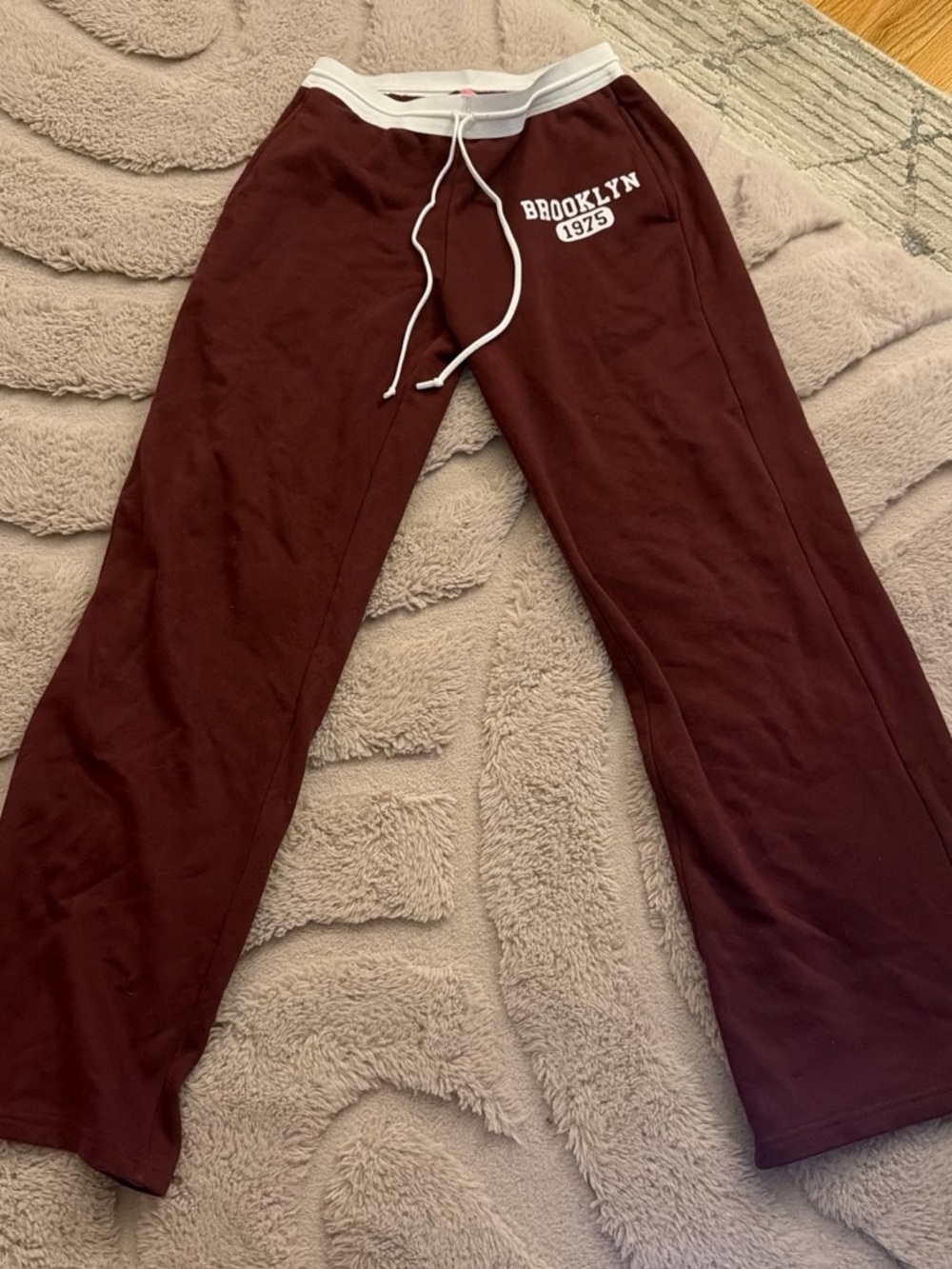 Edikted Maroon Jogger Sweatpants with White Waistband